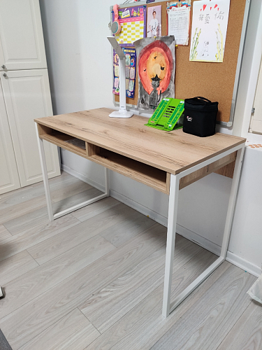 Письменный стол Леон Лофт дуб делано светлый / белый матовый фото покупателя 33