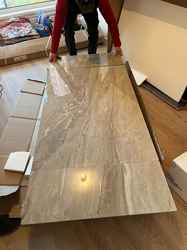 Керамический стол Силлем 120(180)х80х77 statuario cara / черный фото покупателя 8