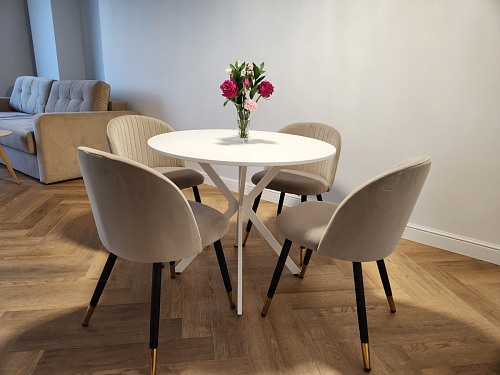 Стул на металлокаркасе Gabi 1 light blue / black / gold фото покупателя 462