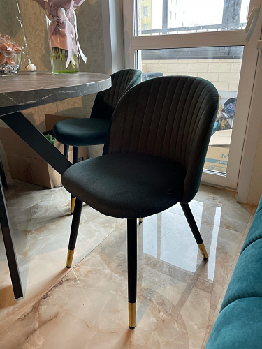 Стул на металлокаркасе Gabi 1 light blue / black / gold фото покупателя 975