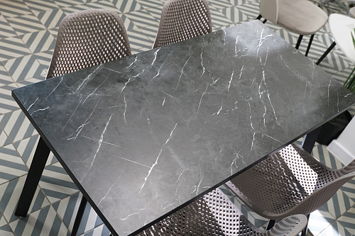 Стеклянный стол Агни 110 королевский мрамор / черный матовый из шоурума 5