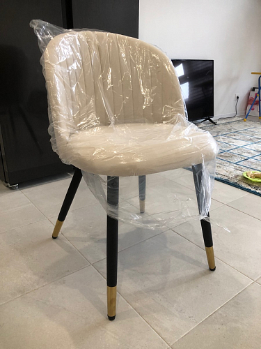 Стул на металлокаркасе Gabi 1 light blue / black / gold фото покупателя 372