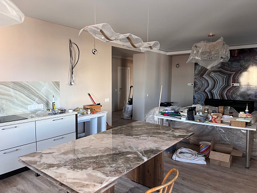 Керамический стол Монерон 200x100 brecha crema elegance / дуб монтана фото покупателя 1