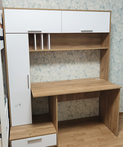 Письменный стол Лайт 03.243 дуб золотой (craft) / белый премиум фото покупателя 1