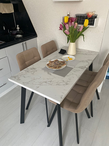 Стол Тринити Лофт 140 25 мм дуб делано темный / белый фото покупателя 41