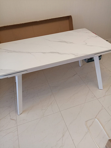 Керамический стол Норман 140 (200) х 80 белый мрамор alpin white / snow white / белый фото покупателя 46