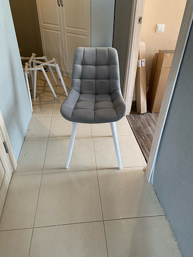 Стул на металлокаркасе Челси светло-серый / белый каркас фото покупателя 25