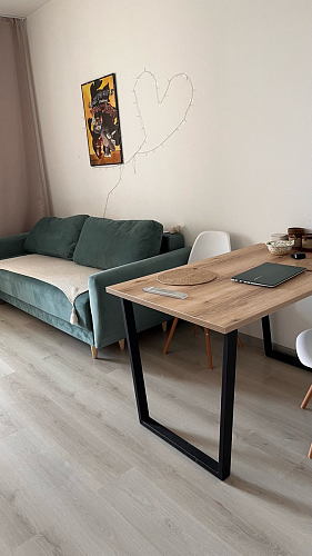 Стеклянный стол Фостер 120(160)х120х76 белый мрамор / черный фото покупателя 35