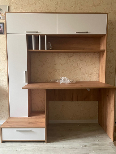 Письменный стол Лайт 03.243 дуб золотой (craft) / белый премиум фото покупателя 172