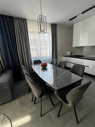 Стол на тумбе Эудес дуб галифакс табак / черный фото покупателя 20