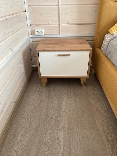 Прикроватная тумба Эго Т-5 на ножках бетон светлый / белый глянец фото покупателя 5