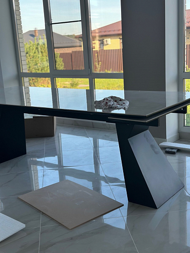 Стеклянный стол Денхольм 240(290)х100х75 каталония / черный фото покупателя 11