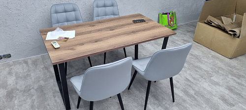 Деревянный стол Лота Лофт 140х80 черный матовый / бетон светлый фото покупателя 71