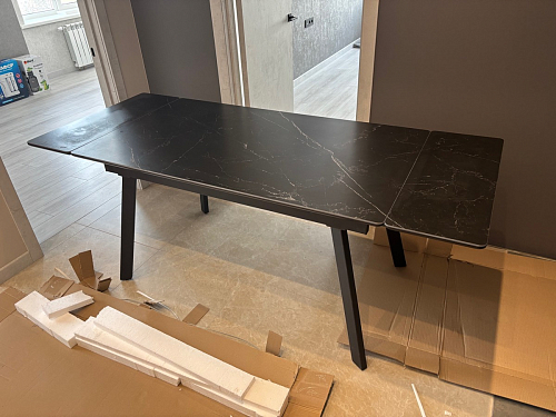 Керамический стол Норман 140(200)х80 серый мрамор larka grey / черный фото покупателя 26