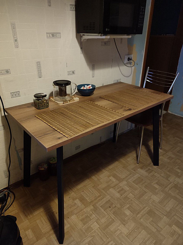 Стол Тринити Лофт 120 32 мм дуб галифакс табако / черный матовый фото покупателя 257