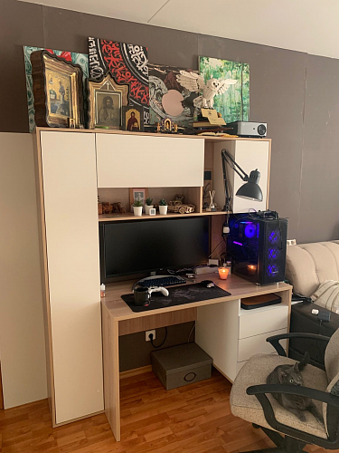 Компьютерный стол Комфорт 12.95 N дуб сонома / сатин фото покупателя 6