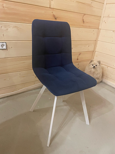 Стул на металлокаркасе Чилли синяя ткань / белый фото покупателя 738