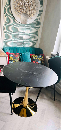 Стол Тулип 80х73 мрамор черный / белый фото покупателя 58