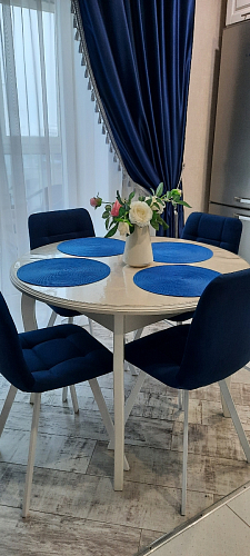 Стул на металлокаркасе Чилли синяя ткань / белый фото покупателя 1071