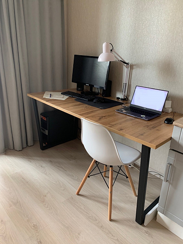 Деревянный стол Лота Лофт 140х80 черный матовый / бетон светлый фото покупателя 872