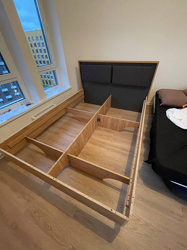 Двуспальная кровать Клауд 160х200 парящая дуб крафт золотой / антрацит фото покупателя 11