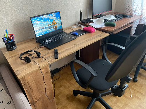 Письменный стол Битти Лофт 116х60х75 дуб делано светлый / белый матовый фото покупателя 54