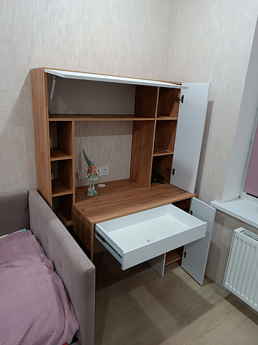 Письменный стол Комфорт 12.71 дуб золотой craft / белая аляска  - Уцененный экземпляр фото покупателя 70