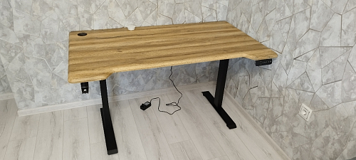 Компьютерный стол Маркос с механизмом подъема 140х80х75 белый / вотан дуб фото покупателя 54