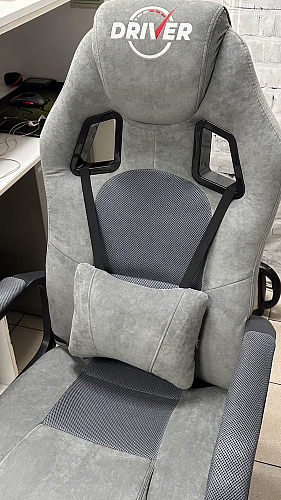 Компьютерное кресло Driver/Драйвер кожзам черный / ткань синий фото покупателя 22