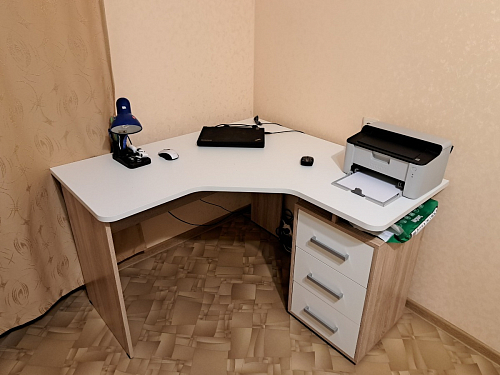 Компьютерный стол Лайт-2 120 см угловой дуб сонома / белый фото покупателя 23