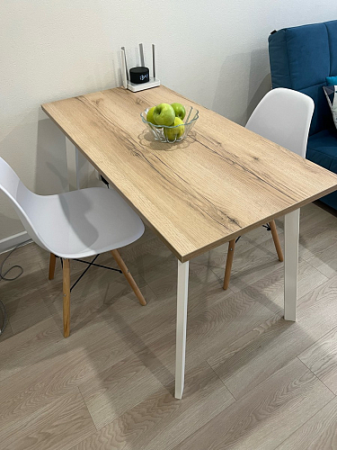 Стеклянный стол Фостер 120(160)х120х76 белый мрамор / черный фото покупателя 71