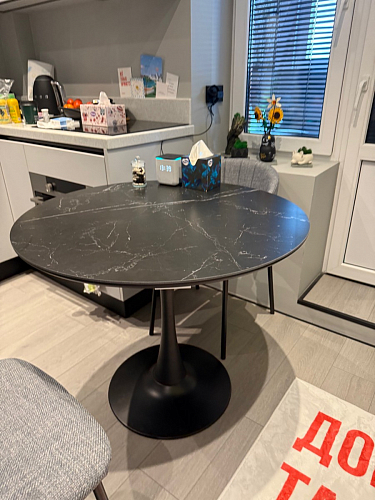 Стол Тулип 80х73 мрамор черный / белый фото покупателя 112