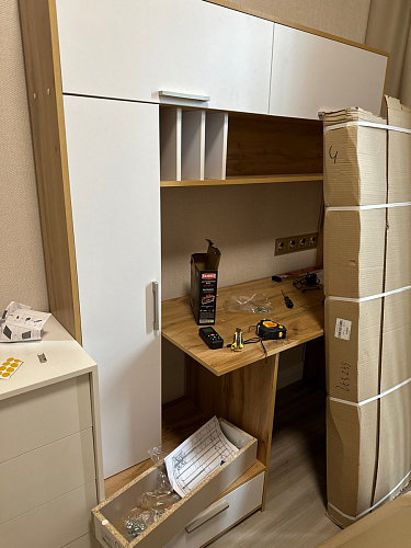 Письменный стол Лайт 03.243 дуб золотой (craft) / белый премиум фото покупателя 64