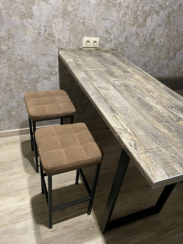 Барный стул Лофт ткань канди крем / черный матовый фото покупателя 59