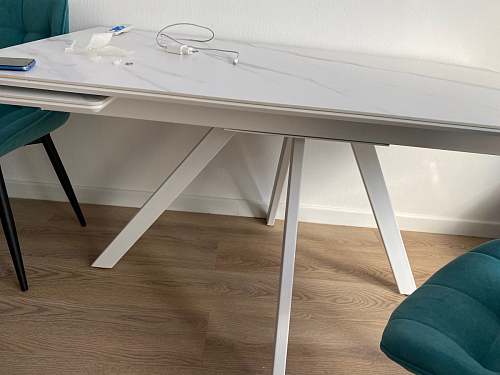 Керамический стол Вилли 140(200)х80 белый мрамор snow white / черный фото покупателя 67