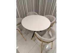 Стеклянный стол Rock 80х75 white / gold из шоурума 8