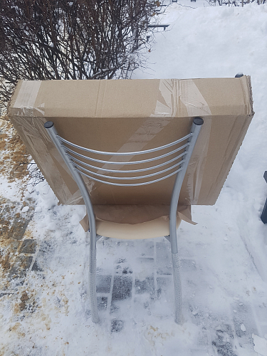 Стул на металлокаркасе Goki с мягкой спинкой серый полимер / светлый мусс фото покупателя 5