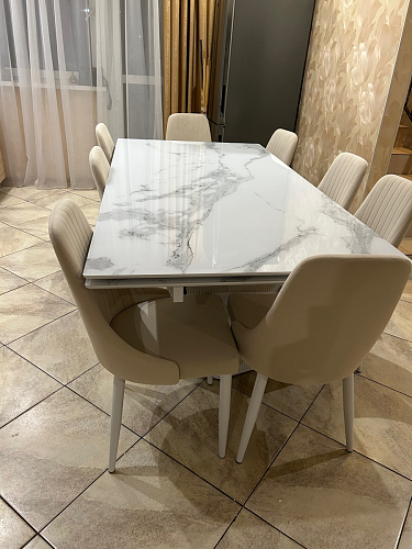 Стеклянный стол Монерон 200(260)х100х77 мейджик / орех кантри фото покупателя 4