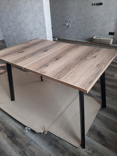 Стол раскладной Колон Лофт 120 32 мм дуб галифакс табако / черный матовый фото покупателя 73