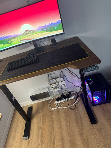 Компьютерный стол Маркос с механизмом подъема 140х80х75 орех кантри / белый фото покупателя 53