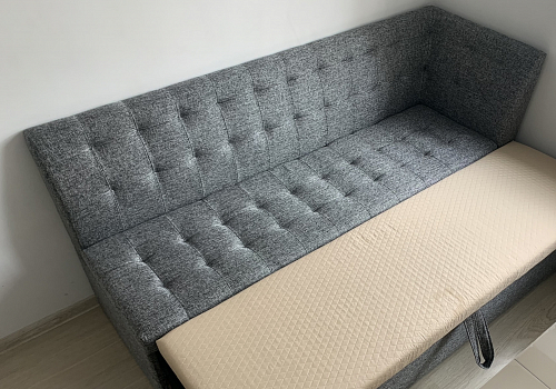 Кухонный диван Гарнет правый серый велюр фото покупателя 7