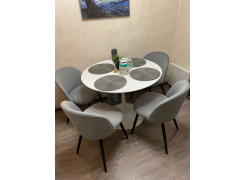 Стул на металлокаркасе Gabi 1 бежевый / черный с серебряными наконечниками фото покупателя 5