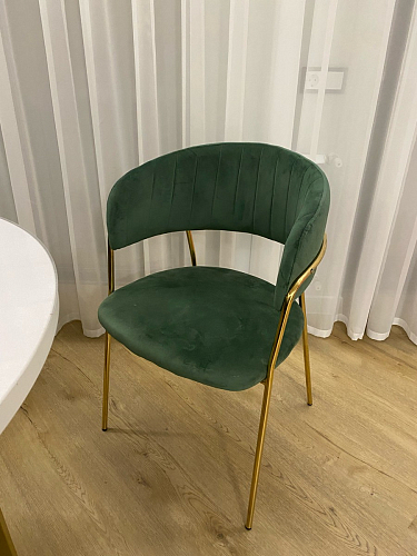 Стул на металлокаркасе Kamelia зеленый / золото фото покупателя 18