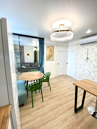 Стеклянный стол Абилин 100(140)х100х76 мрамор черный / черный матовый фото покупателя 5