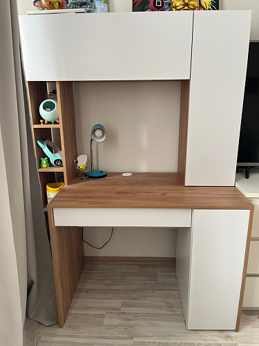 Письменный стол Комфорт 12.71 дуб золотой craft / белая аляска  - Уцененный экземпляр фото покупателя 7