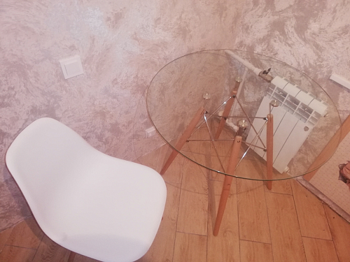 Стеклянный стол PT-151 90х90х76 clear glass / wood фото покупателя 29