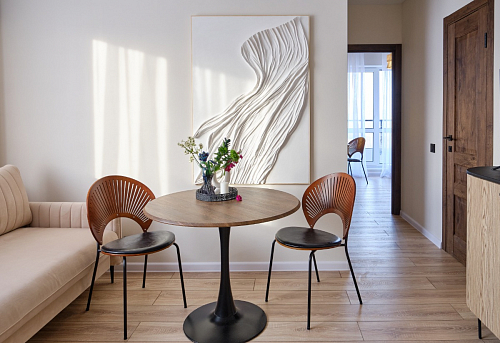 Стол Тулип 90х73 дуб вотан / белый  - Уцененный экземпляр фото покупателя 104