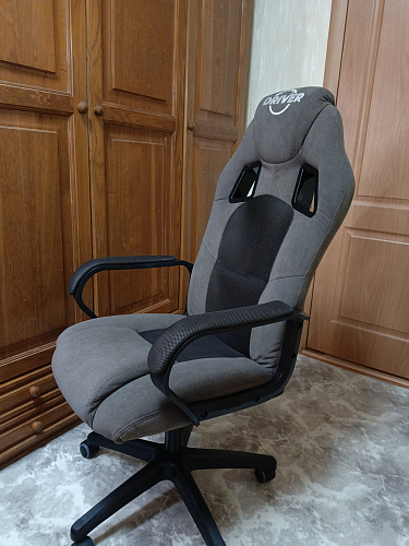 Компьютерное кресло Driver/Драйвер кожзам черный / ткань синий фото покупателя 31