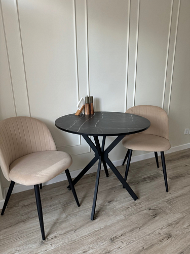 Стул на металлокаркасе Gabi 1 light blue / black / gold фото покупателя 363