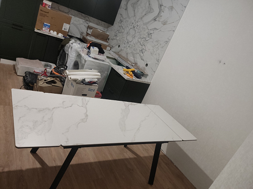 Керамический стол Норман 140(200)х80 серый мрамор larka grey / черный фото покупателя 17